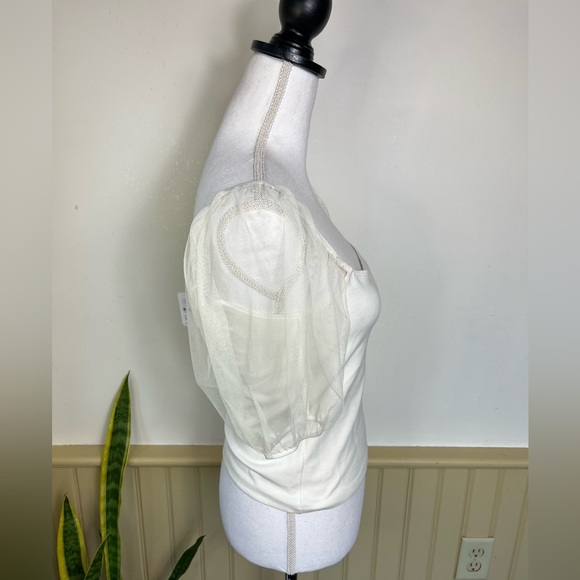 NWT Free People Puff Sleeve Ivory Top Intimately S Romantic Balletcore - Picture 5 of 12